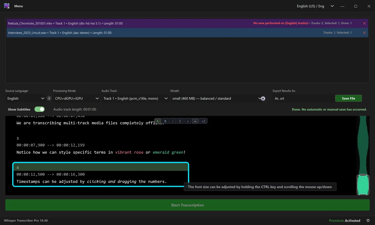 Main Window & Waveform Timeline