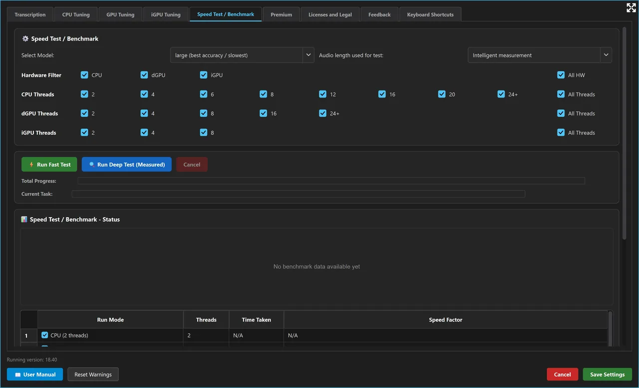 Hardware Benchmark & Diagnostics