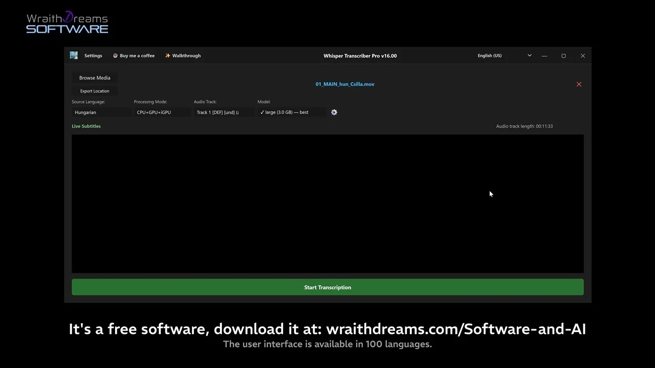 Whisper Transcriber Pro Demonstration